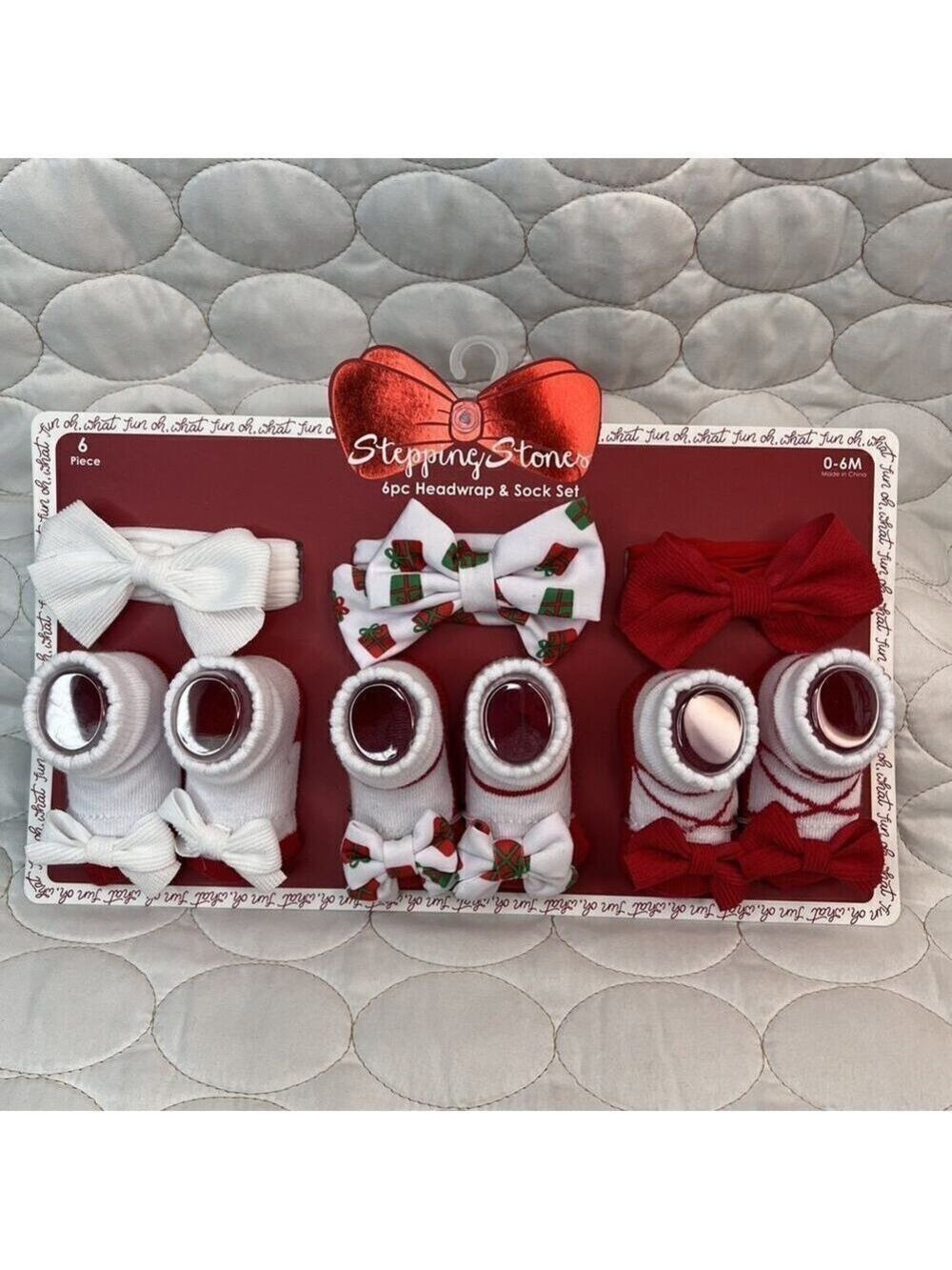 Baby Holiday Socks & Headwraps Girls Gift Set Size 0/6m Christmas Soft Headbands